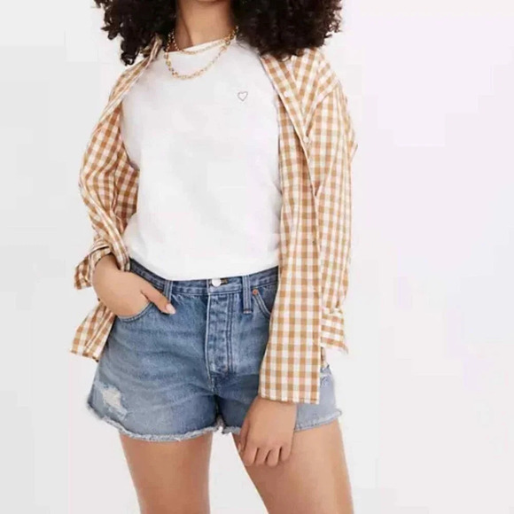 Madewell High Rise Relaxed Distressed Denim Shorts - Picture 1 of 7